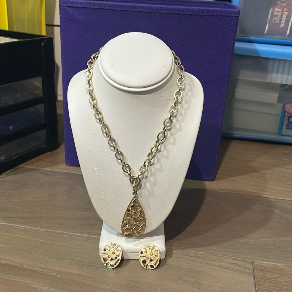 Sarah Cov vintage sultana confetti necklace and earrings and set